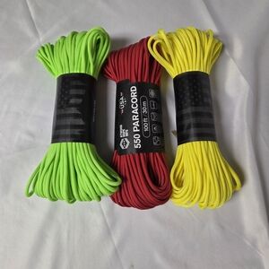 Atwood 550 Paracord - Green, Red, Yellow Survival